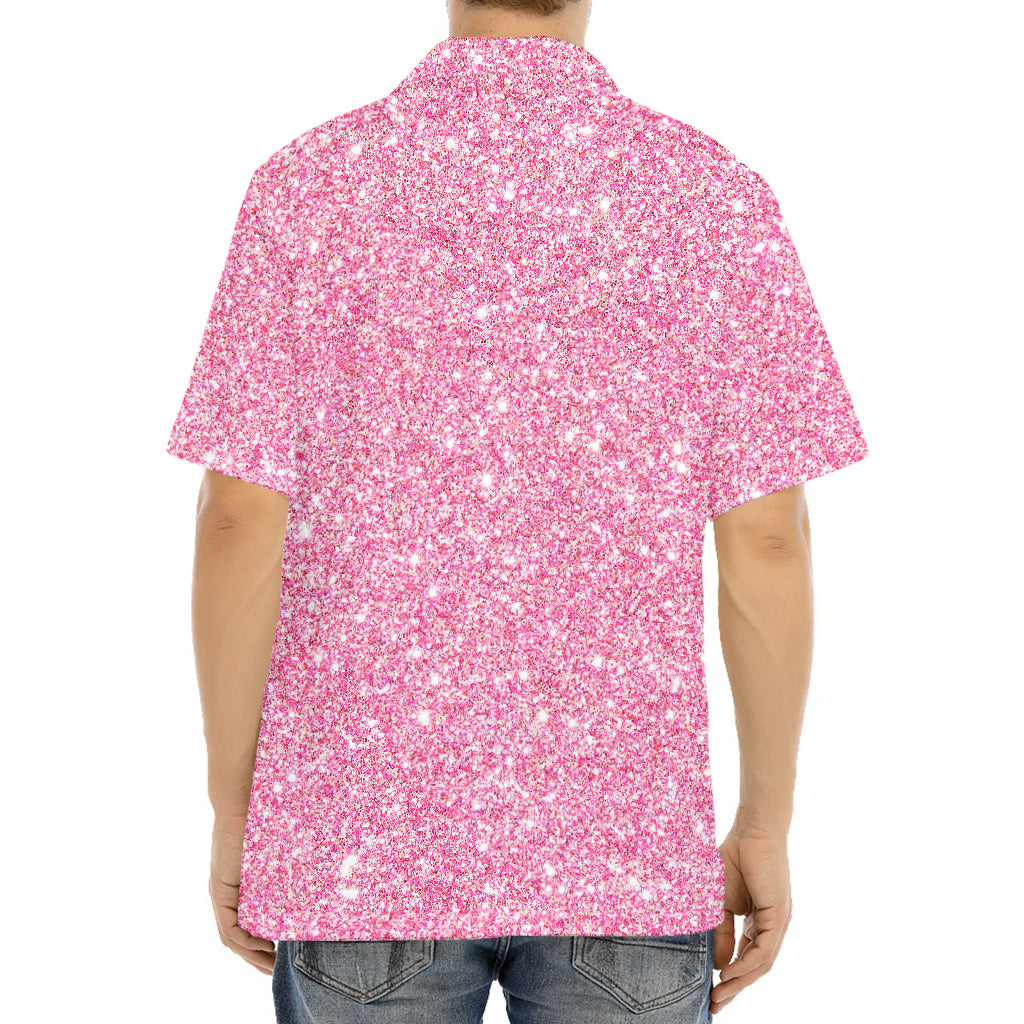 Pink (NOT Real) Glitter Print Aloha Shirt