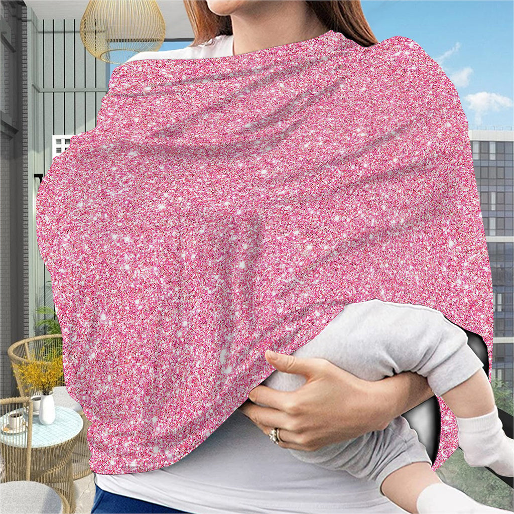 Pink (NOT Real) Glitter Print Baby Seat Cover