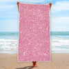 Pink (NOT Real) Glitter Print Beach Towel