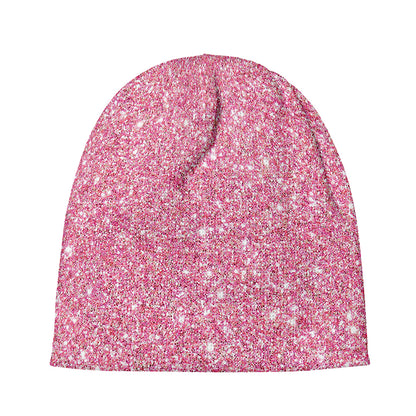 Pink (NOT Real) Glitter Print Beanie