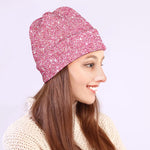 Pink (NOT Real) Glitter Print Beanie