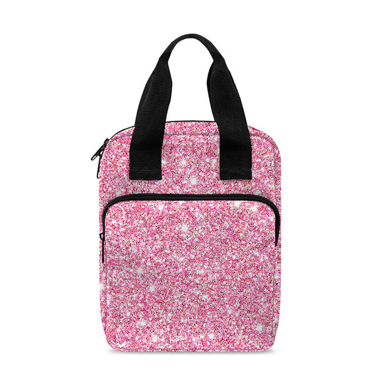 Pink (NOT Real) Glitter Print Bible Tote Bag