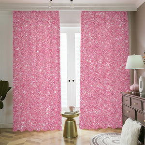 Pink (NOT Real) Glitter Print Blackout Pencil Pleat Curtains