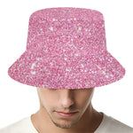 Pink (NOT Real) Glitter Print Bucket Hat
