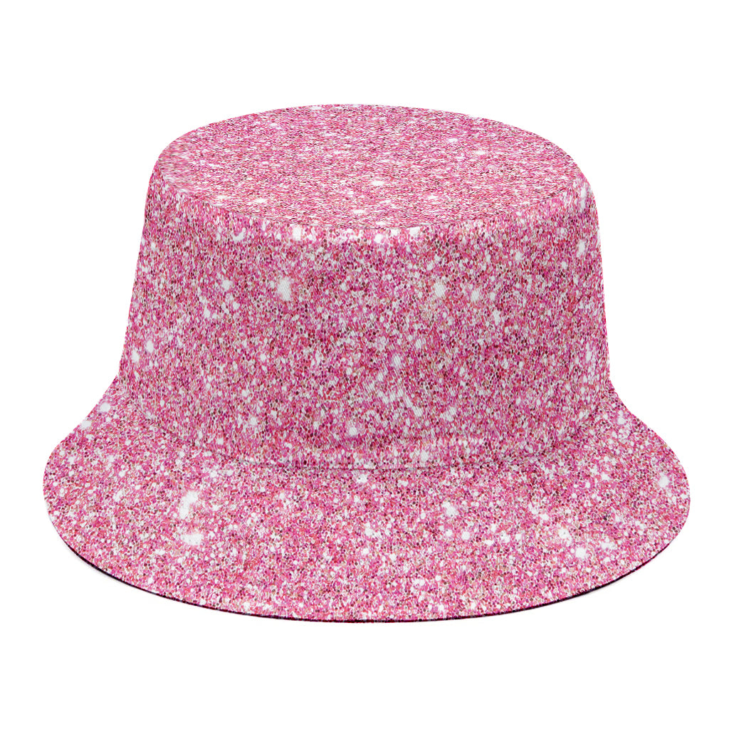 Pink (NOT Real) Glitter Print Bucket Hat