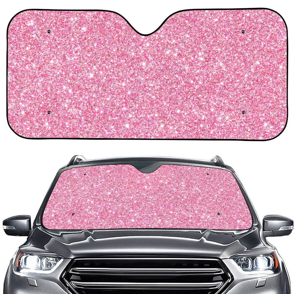 Pink (NOT Real) Glitter Print Car Windshield Sun Shade