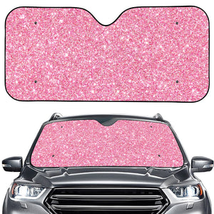 Pink (NOT Real) Glitter Print Car Windshield Sun Shade