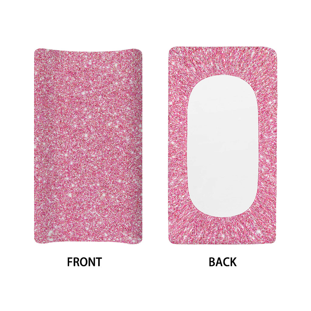 Pink (NOT Real) Glitter Print Changing Pad Cover