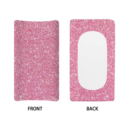 Pink (NOT Real) Glitter Print Changing Pad Cover