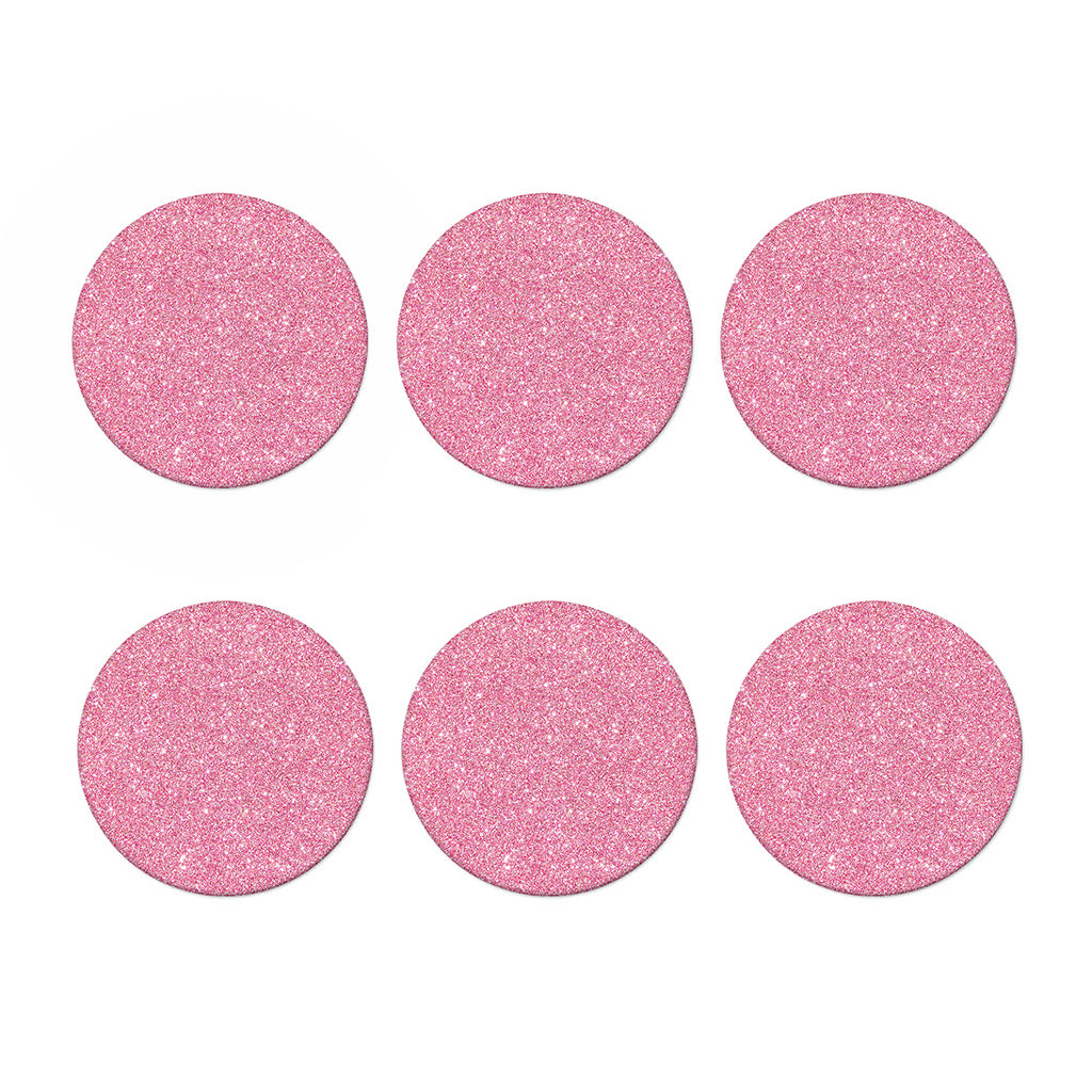 Pink (NOT Real) Glitter Print Coaster Set