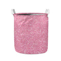 Pink (NOT Real) Glitter Print Collapsible Laundry Basket