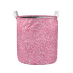 Pink (NOT Real) Glitter Print Collapsible Laundry Basket