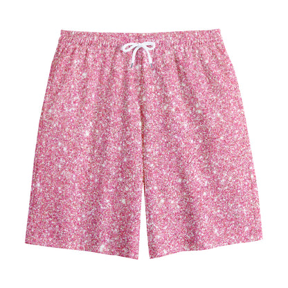 Pink (NOT Real) Glitter Print Cotton Shorts