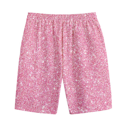 Pink (NOT Real) Glitter Print Cotton Shorts