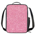Pink (NOT Real) Glitter Print Crossbody Lunch Bag