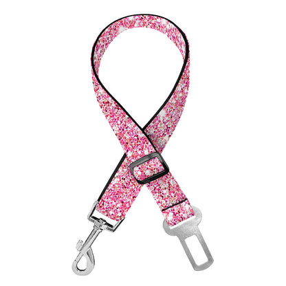 Pink (NOT Real) Glitter Print Dog Seat Belt