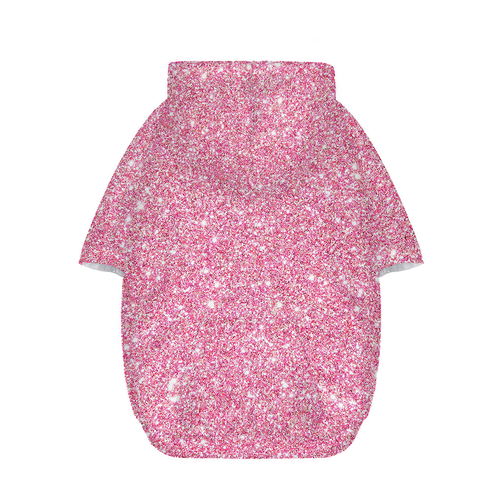 Pink (NOT Real) Glitter Print Dog Zip Up Hoodie