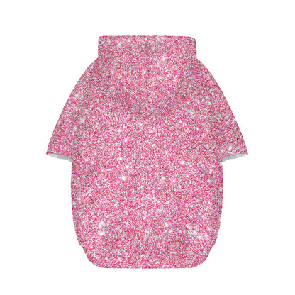 Pink (NOT Real) Glitter Print Dog Zip Up Hoodie