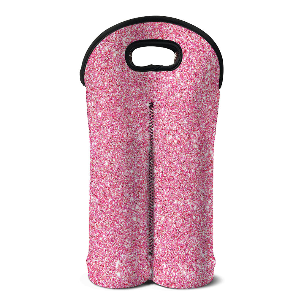 Pink (NOT Real) Glitter Print Double Neoprene Wine Tote