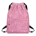 Pink (NOT Real) Glitter Print Drawstring Backpack