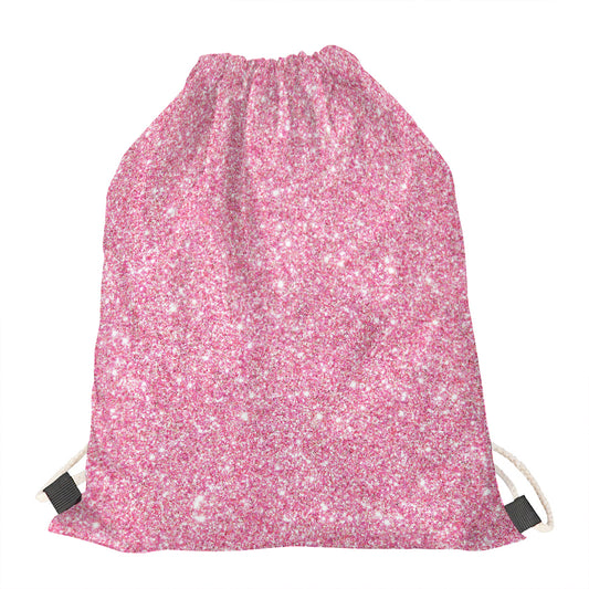 Pink (NOT Real) Glitter Print Drawstring Bag