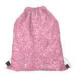 Pink (NOT Real) Glitter Print Drawstring Bag