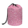 Pink (NOT Real) Glitter Print Drawstring Makeup Bag