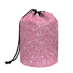 Pink (NOT Real) Glitter Print Drawstring Makeup Bag