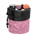 Pink (NOT Real) Glitter Print Drawstring Makeup Bag