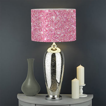Pink (NOT Real) Glitter Print Drum Lamp Shade
