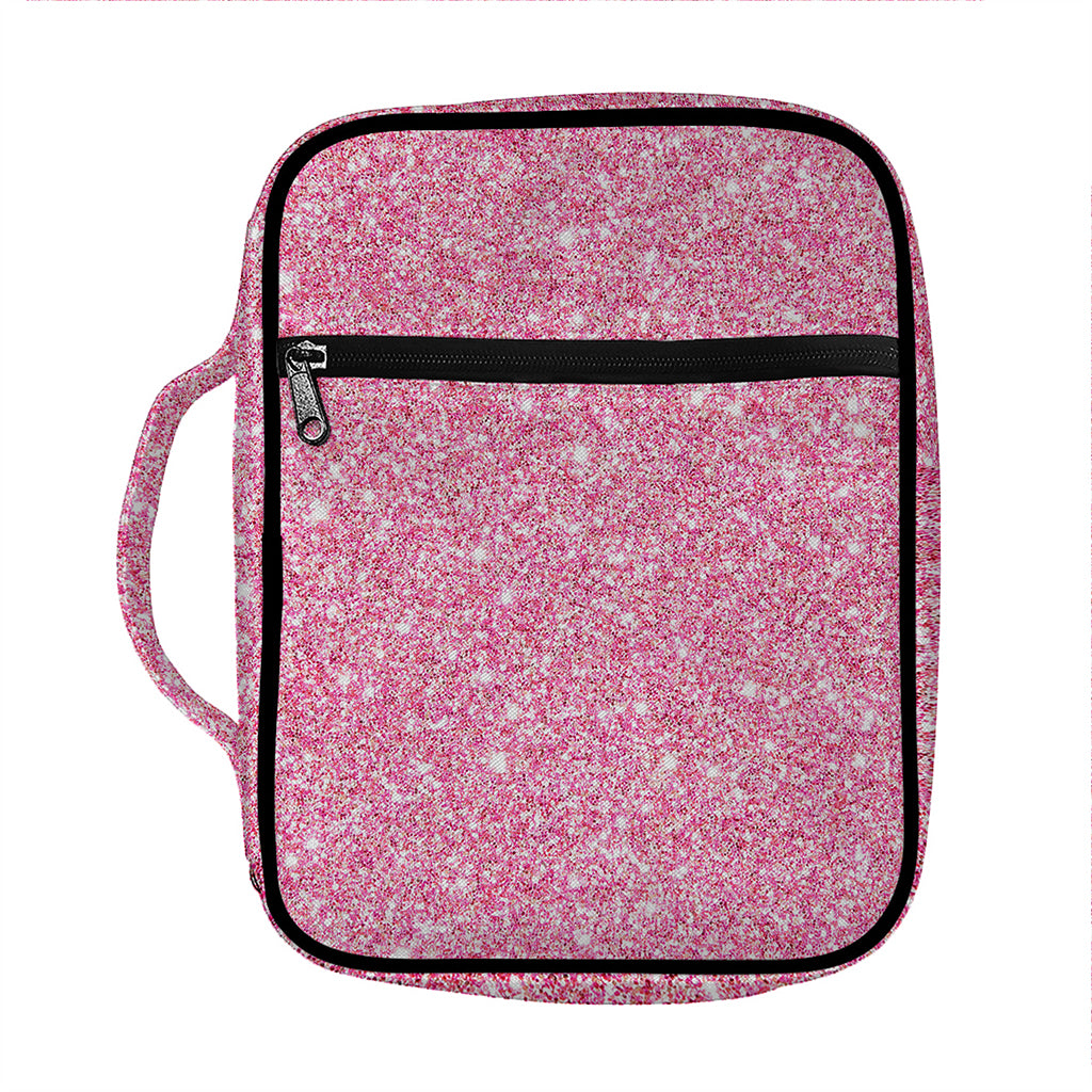 Pink (NOT Real) Glitter Print Front Pocket Bible Bag