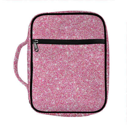 Pink (NOT Real) Glitter Print Front Pocket Bible Bag