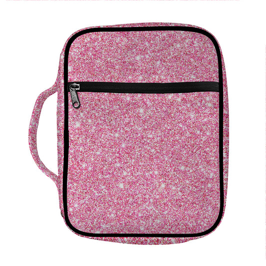 Pink (NOT Real) Glitter Print Front Pocket Bible Bag