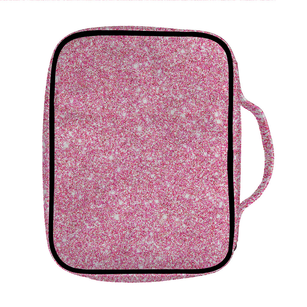 Pink (NOT Real) Glitter Print Front Pocket Bible Bag