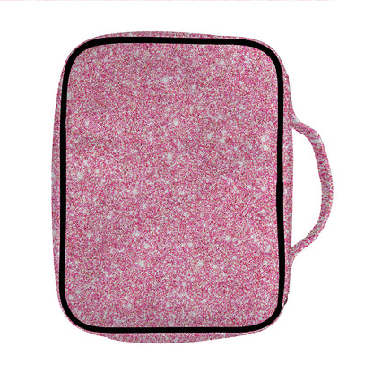 Pink (NOT Real) Glitter Print Front Pocket Bible Bag