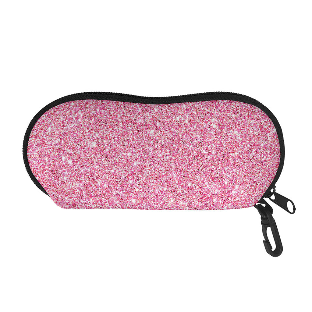 Pink (NOT Real) Glitter Print Glasses Case