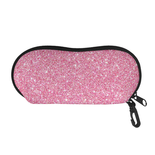 Pink (NOT Real) Glitter Print Glasses Case