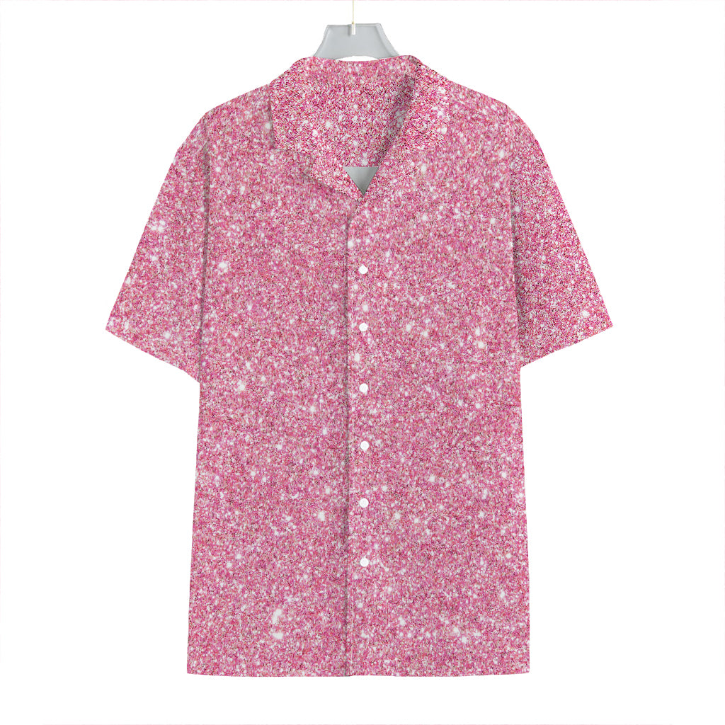 Pink (NOT Real) Glitter Print Hawaiian Shirt