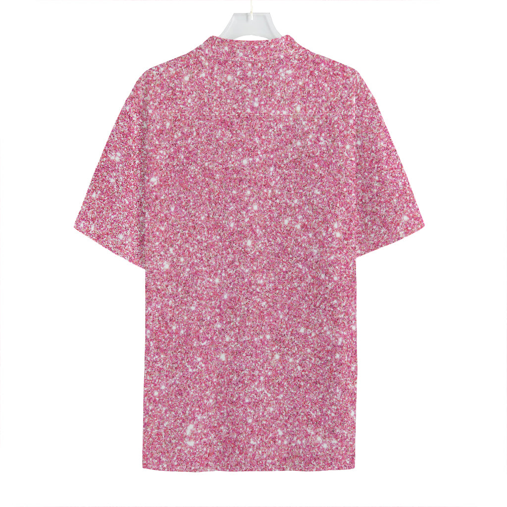 Pink (NOT Real) Glitter Print Hawaiian Shirt