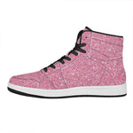 Pink (NOT Real) Glitter Print High Top Leather Sneakers