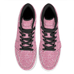 Pink (NOT Real) Glitter Print High Top Leather Sneakers