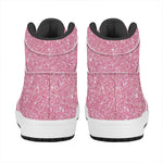 Pink (NOT Real) Glitter Print High Top Leather Sneakers