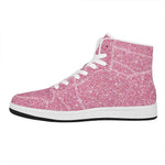 Pink (NOT Real) Glitter Print High Top Leather Sneakers