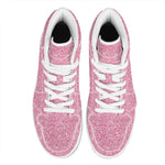 Pink (NOT Real) Glitter Print High Top Leather Sneakers