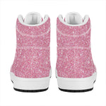 Pink (NOT Real) Glitter Print High Top Leather Sneakers