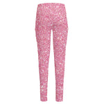 Pink (NOT Real) Glitter Print High-Waisted Pocket Leggings