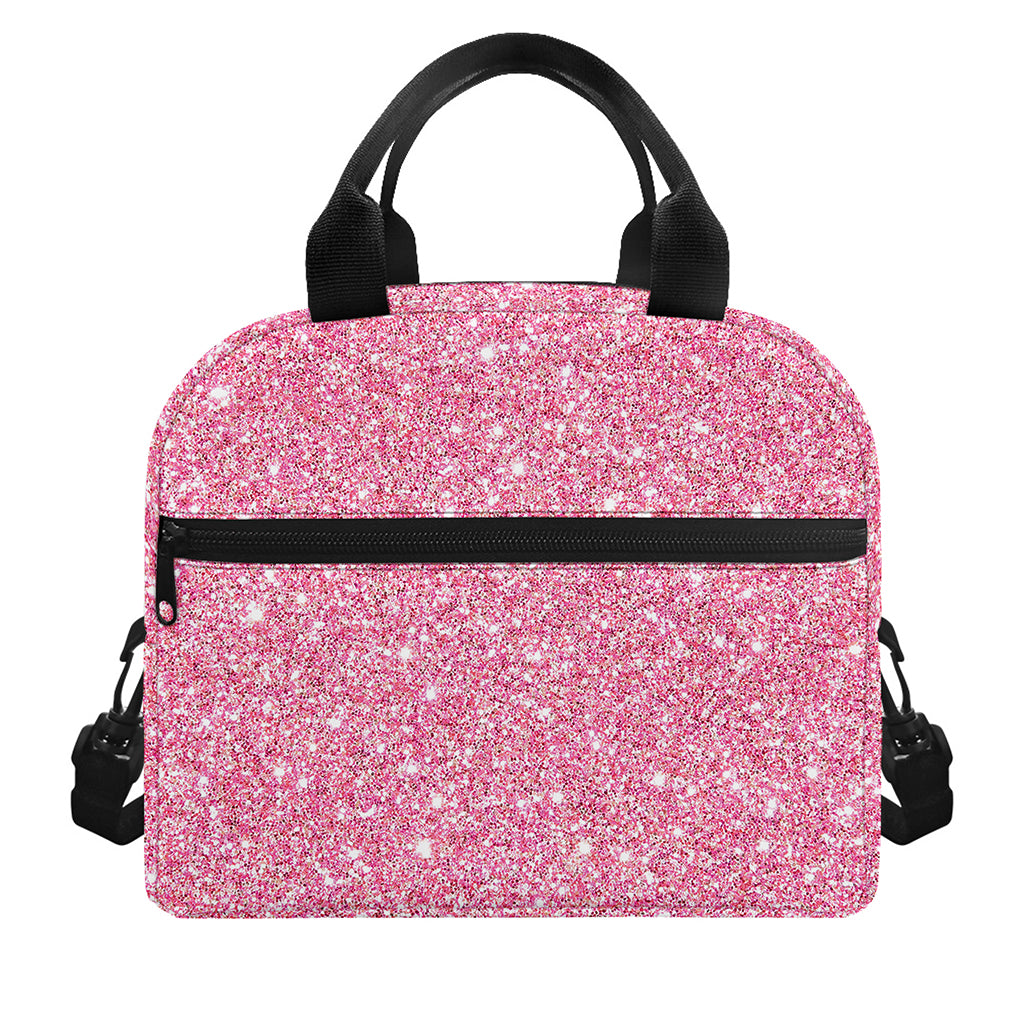 Pink (NOT Real) Glitter Print Insulated Lunch Bag