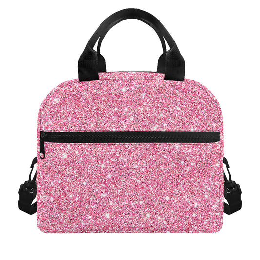 Pink (NOT Real) Glitter Print Insulated Lunch Bag