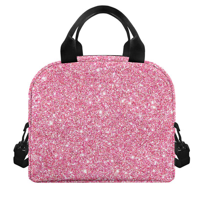 Pink (NOT Real) Glitter Print Insulated Lunch Bag