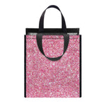 Pink (NOT Real) Glitter Print Insulated Lunch Tote
